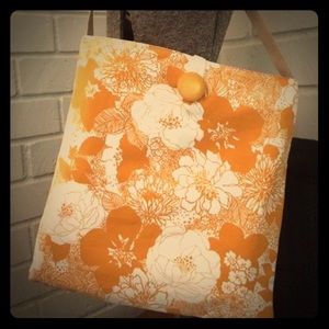 Hand made upcycled bag purse vintage fabric button